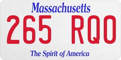 MA license plate 265RQ0