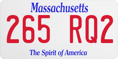 MA license plate 265RQ2