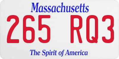 MA license plate 265RQ3