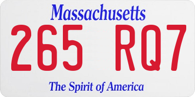MA license plate 265RQ7