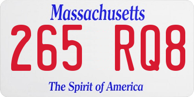 MA license plate 265RQ8