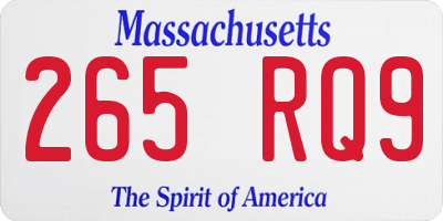 MA license plate 265RQ9