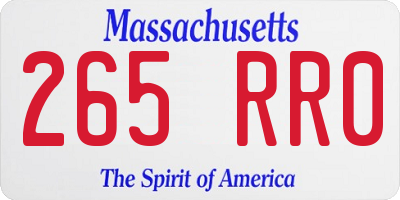 MA license plate 265RR0