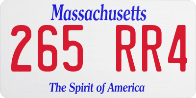 MA license plate 265RR4