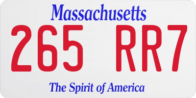 MA license plate 265RR7