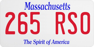 MA license plate 265RS0