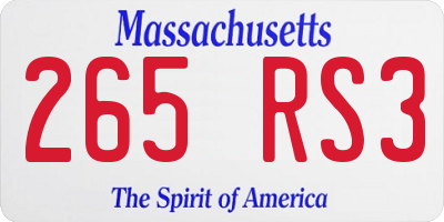 MA license plate 265RS3