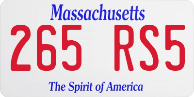 MA license plate 265RS5
