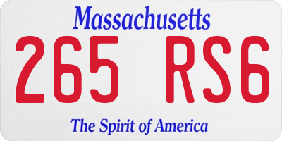MA license plate 265RS6