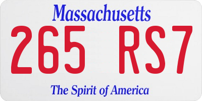 MA license plate 265RS7