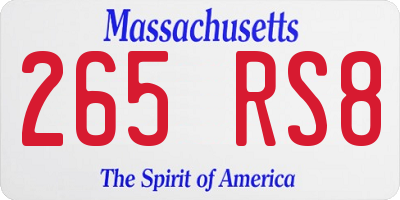 MA license plate 265RS8