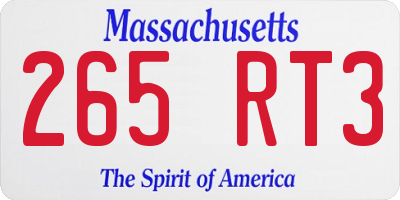 MA license plate 265RT3