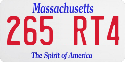 MA license plate 265RT4