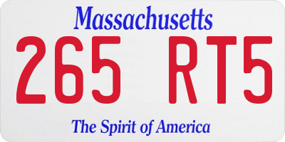 MA license plate 265RT5