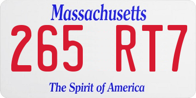 MA license plate 265RT7