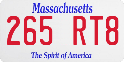 MA license plate 265RT8
