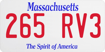 MA license plate 265RV3