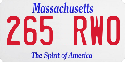 MA license plate 265RW0