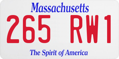 MA license plate 265RW1