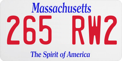 MA license plate 265RW2