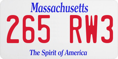 MA license plate 265RW3