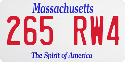 MA license plate 265RW4