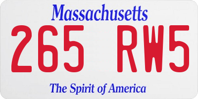 MA license plate 265RW5