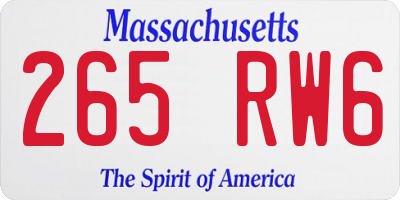 MA license plate 265RW6