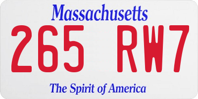 MA license plate 265RW7