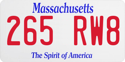 MA license plate 265RW8