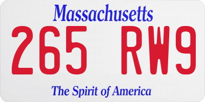 MA license plate 265RW9
