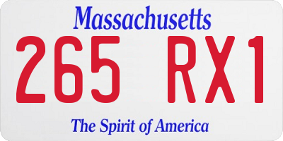 MA license plate 265RX1