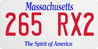 MA license plate 265RX2