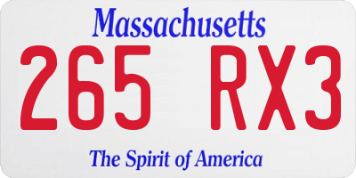 MA license plate 265RX3