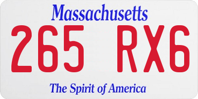 MA license plate 265RX6
