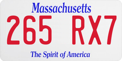MA license plate 265RX7