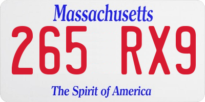 MA license plate 265RX9