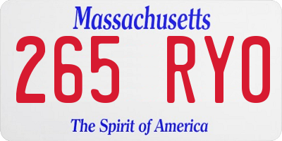 MA license plate 265RY0
