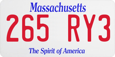 MA license plate 265RY3