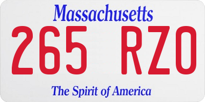 MA license plate 265RZ0