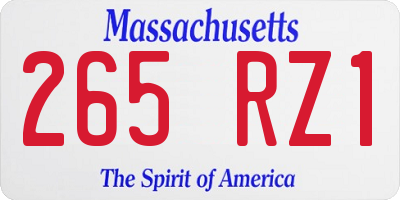 MA license plate 265RZ1