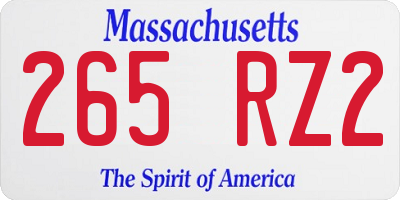 MA license plate 265RZ2