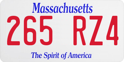 MA license plate 265RZ4