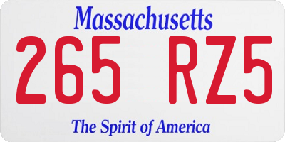 MA license plate 265RZ5
