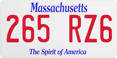 MA license plate 265RZ6