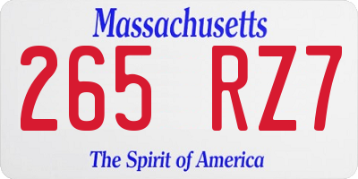 MA license plate 265RZ7