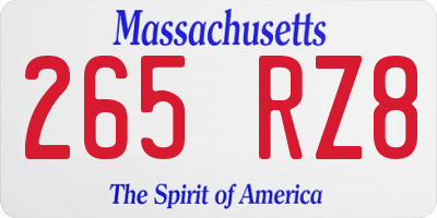 MA license plate 265RZ8