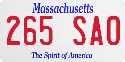MA license plate 265SA0