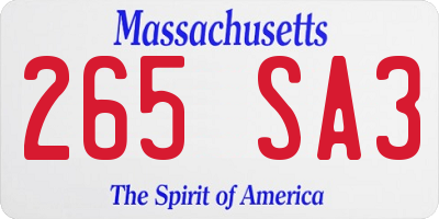 MA license plate 265SA3