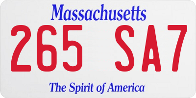 MA license plate 265SA7